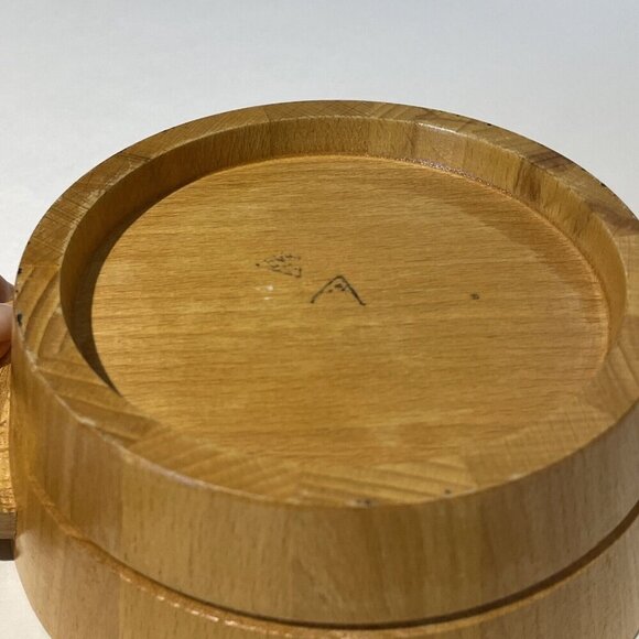 Vintage Hand Painted Wooden Bowl with Handles 6.5 in Orange Floral Treen OOAK - Picture 7 of 10